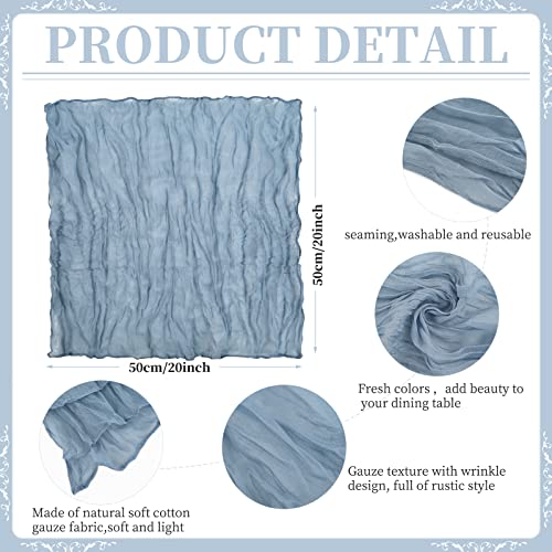 Gauze Cheesecloth Napkins Set of 24, 20 x 20 Inch Rustic Boho Dinner Napkins Wrinkled Rustic Linen Napkins for Wedding,Dinner,Family Everyday Use/Parties(Dusty Blue) - color: Dusty Blue, size: 20" x 20" (Set of 24)
