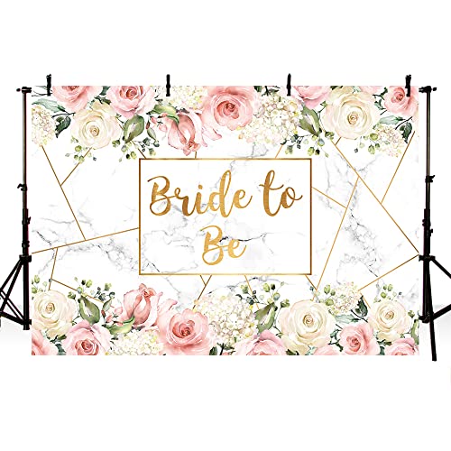 MEHOFOND Bride to Be Marble Backdrop Bridal Shower Miss to Mrs Wedding Party Supplies White Blush Pink Floral Photobooth Girls Bachelorette Engagement Photography Background Banner 7x5ft - size: 7x5ft