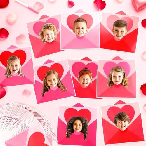 60pcs Valentine's Day Theme DIY Cutouts Heart Envelope Bulletin Board Decoration Set Envelope Paper Cut-Outs Classroom Decor for Valentines Classroom DIY Photo Craft Party School Wall Door Supplies - style: Valentine's Day Heart Envelope