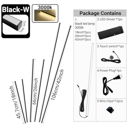 HAMRVL Black LED Recessed Lighting Kit - 6pcs DC12V Warm White Slat Wall Lights with Smart Switch,3000k Self-Adhesive Wall Panel Lights for Wood Slat Wall Panels, Headboards, Stairs, Media Wall Panels - color: black - Warm White 3000k, size: 42in+26in+18i