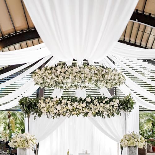 8 Panels White Ceiling Drapes for Wedding Ceiling Drapes 5ftx20ft Wedding Arch Draping Fabric Premium Smooth Satin Ceiling Drapery Draping for Party Ceremony Stage Swag Decorations - color: White, size: 60"W x 240"L (Pack of 8)