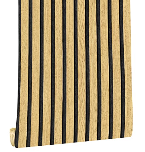 myforHD Wallpaper Peel and Stick Wood Grating Stripe Self-Adhesive Wallpaper Faux Wood Contact Paper Wood Slats Self Adhesive Wall Paper PVC Vinyl Film Removable Waterproof (Wood A, 17.3" x 118") - color: Wood A, size: 17.3" x 118.1"