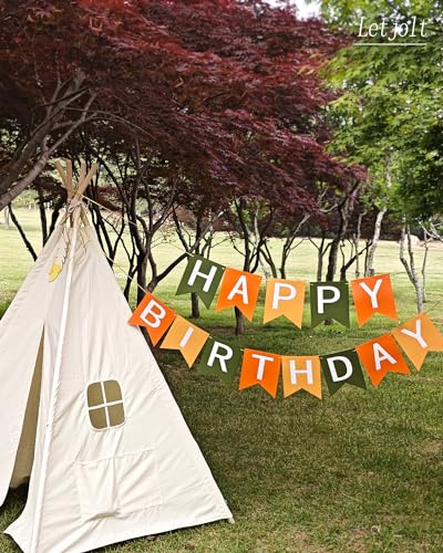 Letjolt Orange Happy Birthday Banner Party Supplies Handmade Pre - Strung Garland Decorations Boho Theme Birthday Exquisite Signs Nursery Hanging Décor 13pcs - color: Orange