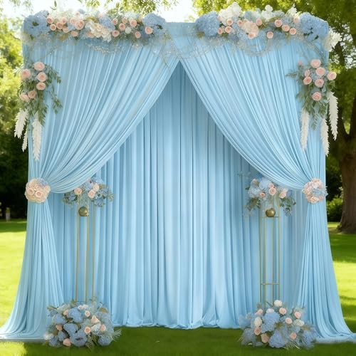 20x10ft Blue Backdrop Curtain Panels for Parties - Wrinkle Free Polyester Photo Curtain Backdrop Wedding Back Drop Fabric Drapes for Party Decorations Background for Photography - color: Blue, size: W5' x H10'(4 panels)
