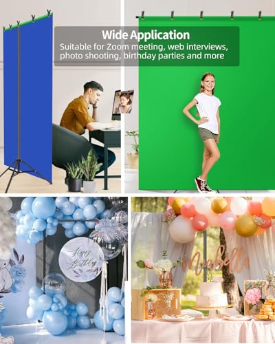 HEMMOTOP T Shape Backdrop Stand, 8x6.8ft(HxW) Portable Photo Background Stand Kit for Parties, Green Screen Stand Only with 5 Spring Clamps and Carrying Case, Banner Holder for Photoshoot, Photography - size: 8x6.8ft