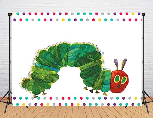 Caterpillar Theme Party Backdrop for Photography 5x3FT Rainbow Color Insect Cartoon Kids Boy Girl Cake Table Banner Background Photo Booth Studio Props RBJMYLU216 - size: polyester microfiber fabric-5x3ft