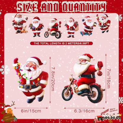 Christmas Santa Claus Garland Wooden Santa Claus Banner Christmas Decoration for Home, Wooden Hanging Garland for Xmas Winter Party Wall Decor Photo Booth Backdrop - style: Santa Claus