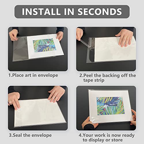 100 Pack 11 3/7 x 14 3/8 Inches Crystal Photo Sleeves Storage Bags for 11x14 Photo Mat, Art Sleeves for Prints - size: 11x14 100pack clear bags