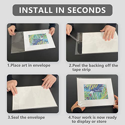 100 Pack 11 3/7 x 14 3/8 Inches Crystal Photo Sleeves Storage Bags for 11x14 Photo Mat, Art Sleeves for Prints - size: 11x14 100pack clear bags