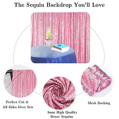 Partisout Polyester Sequin Backdrop 4ft x 7ft, Pink Gold, for Wedding, Party, Photography, Curtain, Includes 1 Panel - color: Pink Gold, size: 4ftx7ft
