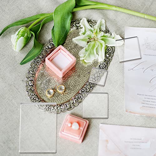 Amyhill 6 Pcs Acrylic Blocks Wedding Flat Lay Props Acrylic Styling Photography Clear Stamp Display Block Set Props Wedding for Scrapbooking Crafts(Square) - style: Square