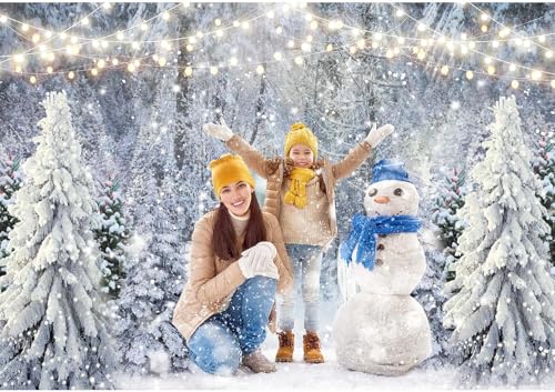 10x8ft Polyester Fabric Winter White Snowy Forest Backdrop Photography Glitter Wonderland Nature Xmas Trees Pine Forest Holiday Party Decor Kids Family Photo Studio Prop (LI- 805-3-JF) - size: 10'x8'