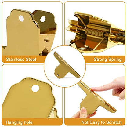 Coideal Gold Metal Bulldog Paper Clips, 3 Pack Stainless Steel Large Bull Clips Clamps for Drawing Board, Home Kitchen Office (5.7 inch / 14.5 cm) - color: Gold