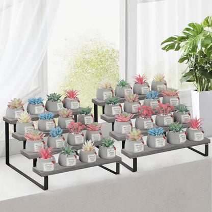 YINMIT Wooden Display Riser Stand, Tiered Perfume and Cologne Organizer Stand, 4 Tier Spice Rack Organizer, Rustic Display Shelf for Candles (4 Tier,2Pack,Grey) - color: 4 Tier,2Pack,Grey