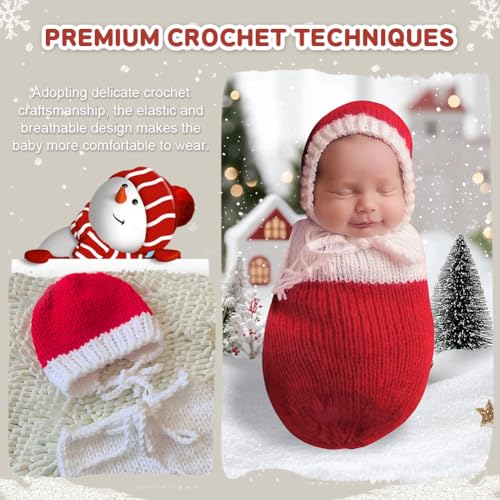 Newborn Christmas Photo Shoot Set Fashion Knitted Clothes baby Photography Prop - color: Red