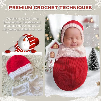 Newborn Christmas Photo Shoot Set Fashion Knitted Clothes baby Photography Prop - color: Red