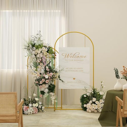 UDEAR Metal Arch Backdrop Stand Set of 2(7.2FT,6.0FT),Arch Kit for Weddings,Parties,Events,Climbing Plants,Baby Shower Photo Backdrops,Gold - color: Gold, size: 7.2FT,6.0FT
