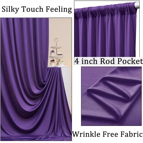 10ft x 10ft Wrinkle Free Purple Backdrop Curtain for Parties, Polyester Backdrop Drapes Panels 2 Panels 5x10ft for Photography Background Wedding Birthday Baby Shower Mermaid Party - color: Purple, size: 10ftx10ft