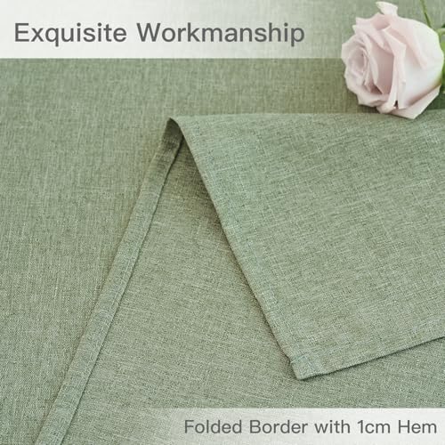 maxmill Linen Texture Tablecloth Water Resistant Antiwrinkle Spillproof Wipeable Washable Soft Fabric Table Cloth for Dining Room, Buffet Banquet Party Holiday, Rectangular 60 x 108 Inch, Sage Green - color: Sage Green, size: 108" x 60" (Rectangular)