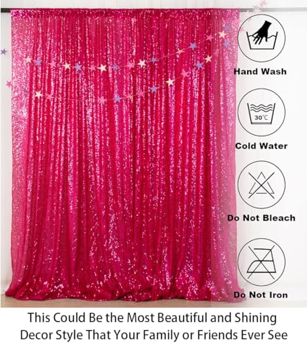 ShinyBeauty 7FTx7FT Fuchsia Sequin Backdrop Wedding/Baby Shower/Birthday Hot Pink Shimmer Fabric Backdrop - color: Hot Pink, size: 7FTx7FT