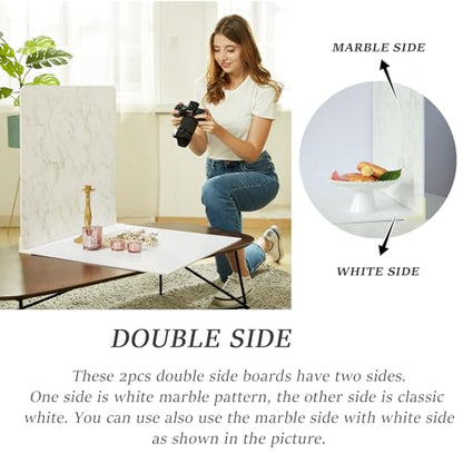 2 PCS Boards Photo Backdrop 2 Marbles Texture for Flat Lay, Food Photography Background 24x24 Inch, BEIYANG (Marble+Marble) … - color: Marble + Marble 24x24