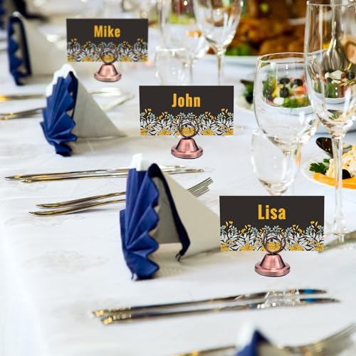 Fulmoon 24 Pcs Mini Table Number Holders Place Card Holders 1.5 Inch Steel Table Sign Stands for Wedding Graduation Reception Restaurant Home Photo Picture Office Memo (Red Bronze) - color: Red Bronze