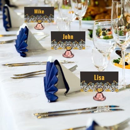Fulmoon 24 Pcs Mini Table Number Holders Place Card Holders 1.5 Inch Steel Table Sign Stands for Wedding Graduation Reception Restaurant Home Photo Picture Office Memo (Red Bronze) - color: Red Bronze