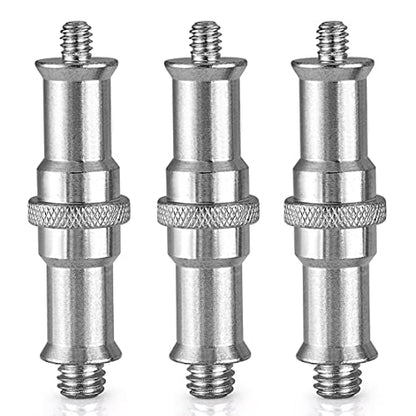 AngelReally 3-Pack 1/4 to 3/8 Inch Aluminum Alloy Metal Male Convertor Threaded Screw Adapter Spigot Stud for Studio Light Stand, Hotshoe/Coldshoe Adapter, Ball Head, Wireless Flash Receiver, Trigger - style: 3-Pack 1/4 to 3/8 Inch Screw