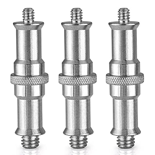 AngelReally 3-Pack 1/4 to 3/8 Inch Aluminum Alloy Metal Male Convertor Threaded Screw Adapter Spigot Stud for Studio Light Stand, Hotshoe/Coldshoe Adapter, Ball Head, Wireless Flash Receiver, Trigger - style: 3-Pack 1/4 to 3/8 Inch Screw