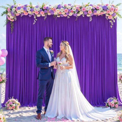 Purple Backdrop Curtain for Parties Wedding Wrinkle Free Purple Photo Curtains Backdrop Drapes Fabric Decoration for Birthday Party Photography 5ft x 7ft,2 Panels - color: Purple, size: 10FTx7FT (W5'xH7', 2 Panels)