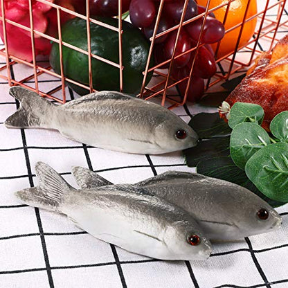 Gejoy 4 Pcs Fake Fish Realistic Toy Artificial Halloween Mode Small Plastic Sea Fish for Party Market Display Kitchen Decoration Photography Props