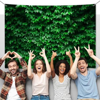 7x5 Ft Green Leaves Photography Backdrops Large Polyester Fabric Green Grass Vertical Texture Backdrop for Thanksgiving Halloween Birthday Party Christmas Decoration Photo Booth Prop Banner