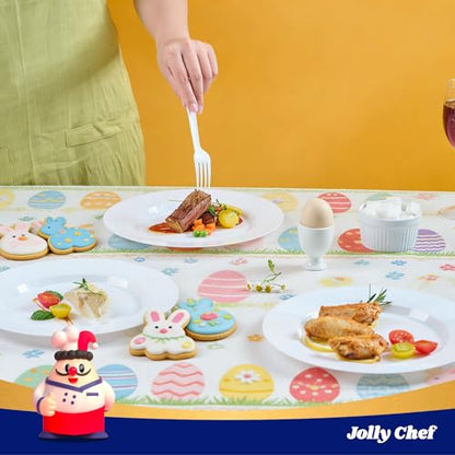 JOLLY CHEF 100 Pieces White Plastic Plates-10 Inch Elegant Disposable Plastic Plate, Disposable White for Weddings,Parties,Christmas,Birthdays and Events - style: White-100