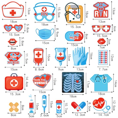 Nurse Graduation Party Decorations，Tumwisk 25PCS Nurse Graduation Photo Props, Nursing Appreciation Week Party Selfie Props - color: Nurse