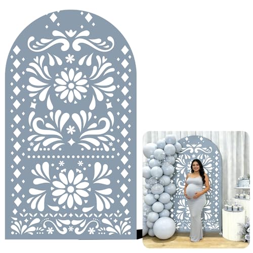 Dusty Blue Cielito Lindo Arch Backdrop Covers 6.6FT Mexican Theme Fiesta Wedding Parties Decoration Baptismx Baby Shower Birthday Party Supplies - color: G-4038, size: 3.3 x 6.5 ft