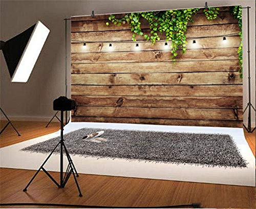 8x6ft Rustic Background for Photography Green Leaves Woodlands Photos Backdrops Wood Plank Backdrops for Weddings Birthday Baby Shower Party Barn Farmhouse Decorative Banner - size: 8x6ft