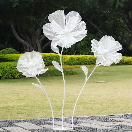Wedding Decorations for Reception,5.6 Ft Giant Flowers for Decoration,Big Artificial Silk Flowers for Party Banquet Background,Home Decor,Photographic Props,Shop Window Display（White） - color: White