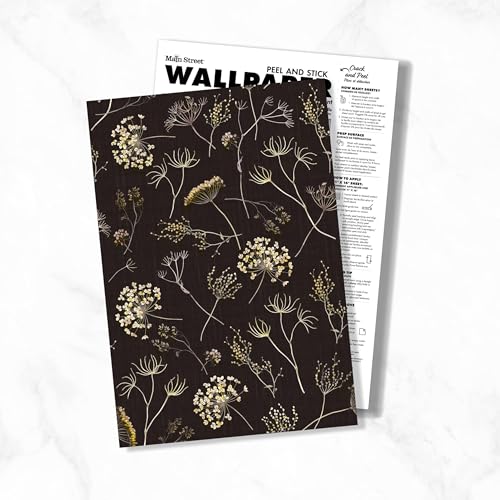 Main Street Peel and Stick Wallpaper Eco-Friendly Sheets 12 Pack, 11 X 16 Inch Queen Anne's Lace Design, Wall Mural for Home Decor, Removable Wall Decor Wallpaper Peel and Stick for DIY Projects - style: Queen Anne's Lace Design GCF