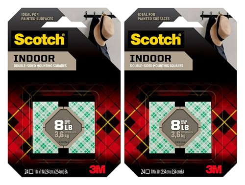 3M Scotch 311DC Heavy Duty 1-Inch Mounting Squares, 48 Squares (2 Sets)