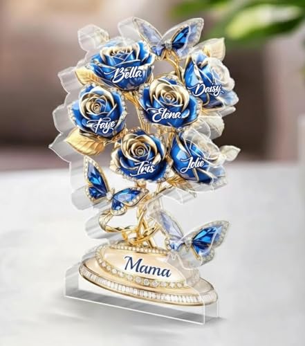 LOVELYPOD Personalized Mom 2D Acrylic Plaque, Custom Shape Rose Tree Holds A Piece Of Your Heart, Mom Birthday Gifts, Mothers Day Gift for Mama, Grandma, Mama Gifts from Kids, Gift for Family - color: Design #1