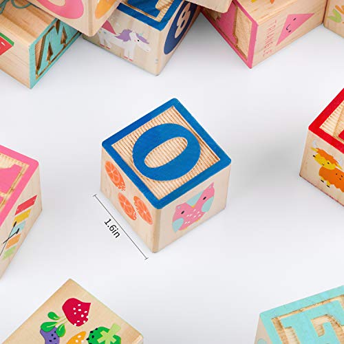 ABC Wooden Building Blocks for Toddlers 1-3 Large, 26 PCS Alphabet & Number Stacking Blocks, Educational Learning Toys for Boys Girls Kids Gifts 1.65'' - style: 26 abc blocks