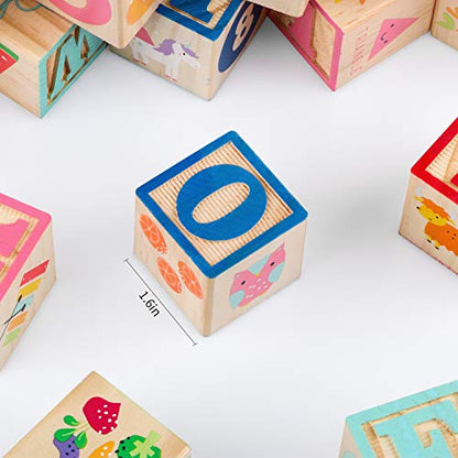 ABC Wooden Building Blocks for Toddlers 1-3 Large, 26 PCS Alphabet & Number Stacking Blocks, Educational Learning Toys for Boys Girls Kids Gifts 1.65'' - style: 26 abc blocks