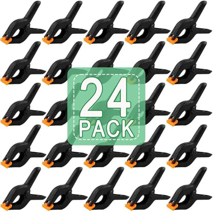 24 PCS 3.5" Heavy Duty Plastic Spring Clamps, Black Spring Clips for Backdrops, Craft Projects, Woodworking, Photography and Display Stands - size: 3.5in-24P