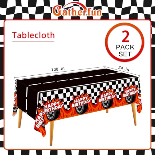 Gatherfun Car Birthday Decorations Kit: Car Theme Party Supplies, Includes 2-Pack Racing Car -Themed Tablecloths for Kids & Boys' Racing Car Birthday, Disposable Table Covers 54 x 108 Inch - style: Car