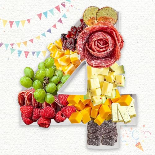 Charcuterie Cardboard Number Fillable Shaped Treat Decorative Box Anniversary Birthday Table Centerpiece (4 Style, 9inch) - size: 9inch, style: 4 Style