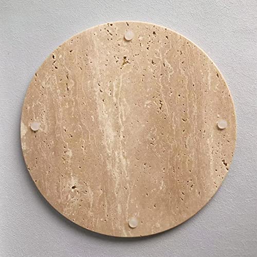 Natural Round Marble Tray Smooth Pastry Board for Desserts, Cheese, Coffee, Matte on Both Sides (Beige Travertine) - color: Beige Travertine