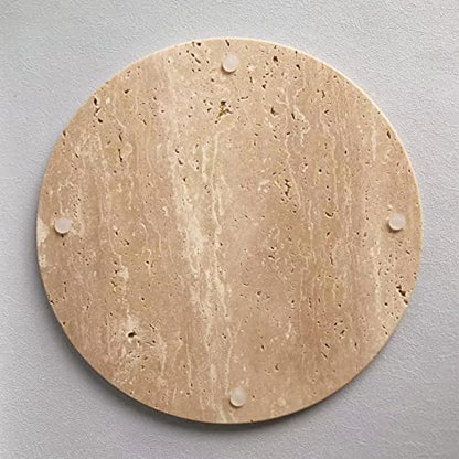 Natural Round Marble Tray Smooth Pastry Board for Desserts, Cheese, Coffee, Matte on Both Sides (Beige Travertine) - color: Beige Travertine