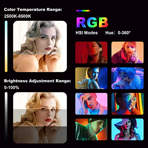 2Pcs 50W Professional Photography Lighting Kit with Stand, Support APP Control, 1500 Lux/1m, 360°Full Color, 2500K-8500K Dimmable, 49 Scene Modes, CRI 96+ TLCI>97 CQS 96+ for Studio/Streaming