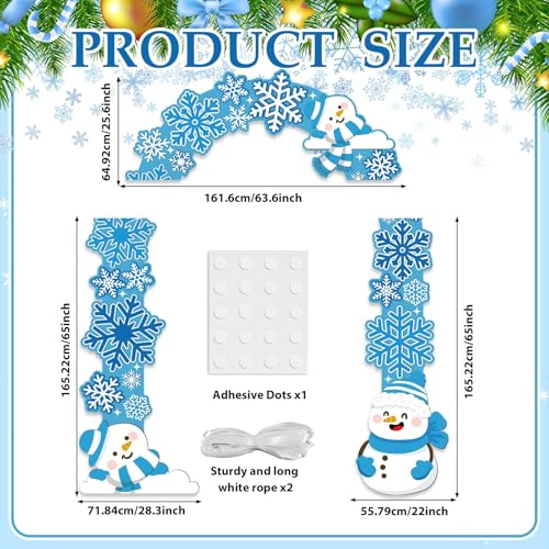 Winter Door Cover Decorations Winter Hanging Banners Snowflake Banner Blue Snowflake Party Decor Outdoor Indoor Snowman Porch Sign Christmas Photo Booth Props for Xmas Holiday Party Supplies