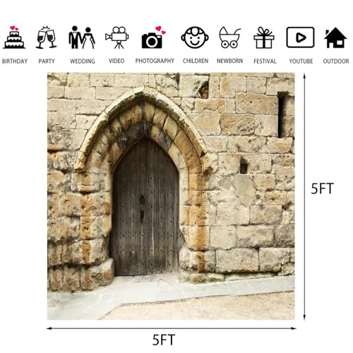 Stone Wall Backdrop Ancient Jerusalem Buildings Backdrops, 5x5ft, Old City Jerusalem Israel Cityscape Photography Background Party Supplies Room Decor Banner Photo Booth Props - size: 5x5